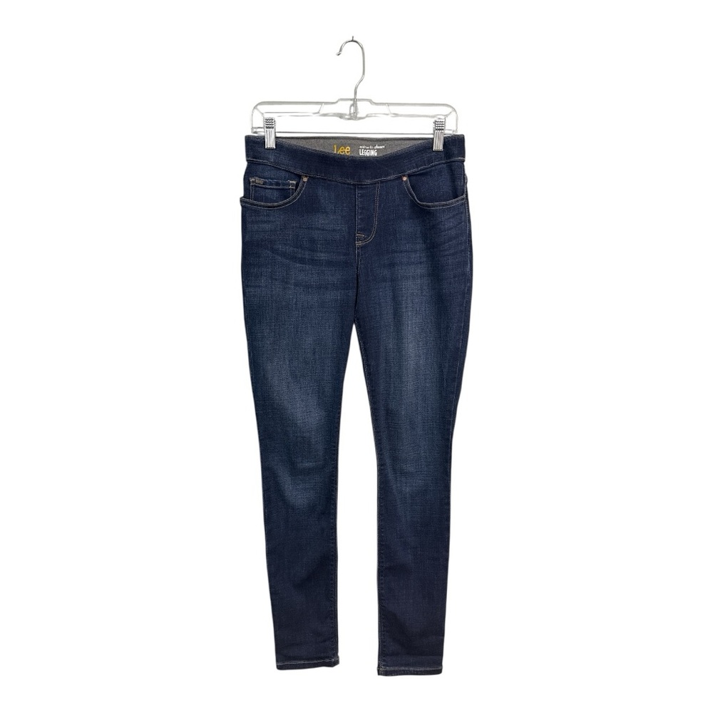 Lee Women's Size 6 Legging Jeans Pull On Elastic Waist Pockets Stretchy Blue